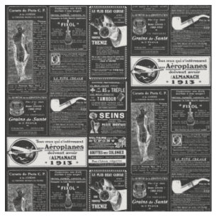 Tissu journal d'antiquité français noir victorien