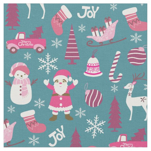 Tissu Joy Christmas Turquoise (Fermer)