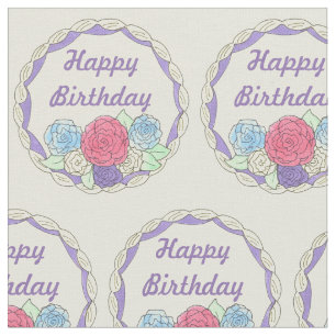 Tissu Joyeuse fête d'anniversaire Glacé Glacé Glacé Rose