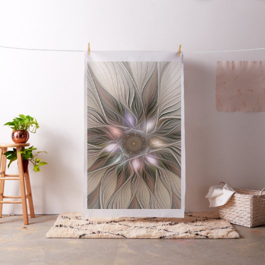 Tissu Joyeuse Fleur Abstrait Beige Brown Floral Fractal (In Situ)