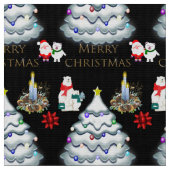 Tissu Joyeuse typographie de Noël Bougies d'arbre Ours p (Fermer)