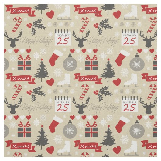 Tissu Joyeuses fêtes (Échantillon)