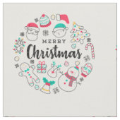 Tissu Joyeux dessin coloré de Noël (Fermer)