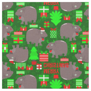 Tissu joyeux hippo joyeux hippopotame de noël