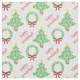 Tissu Joyeux Howlidays Empreintes de pattes Arbres de No