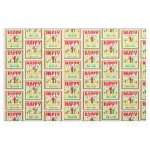 Tissu Joyeux JunetDix Rouge Vert Mains Jaunes (Fat Quarter)