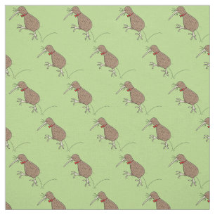 Tissu Joyeux kiwi de saut avec dessin de cravate arc