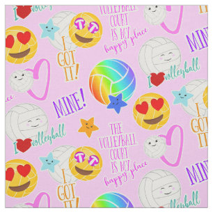 Tissu joyeux motif de volley-ball kawaii