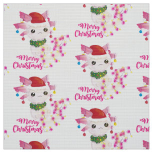 Tissu joyeux Noël axolotl père Noël