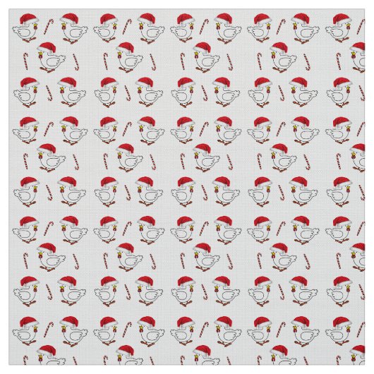 Tissu Joyeux Noël Chick's avec chapeau de Père Noël (Échantillon)