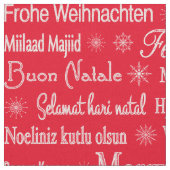 Tissu Joyeux Noël différentes langues modèle rouge (Fermer)
