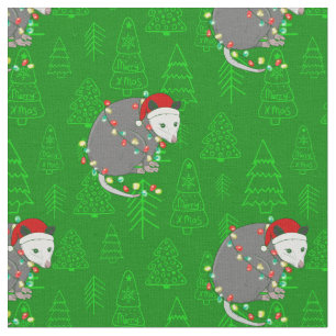 Tissu joyeux noël père Noël opossum possum