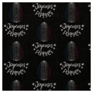 Tissu Joyeux oeuf de Pâques et de Pâques avec drapeau fr