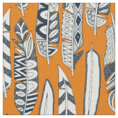 Tissu joyeux plumes orange (Fermer)