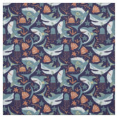Tissu Joyeux requins dansants sur Ocean Blue (Échantillon)