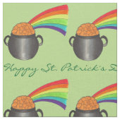 Tissu Joyeux St. Patrick's Day Rainbow Pot of Gold Green (Fermer)