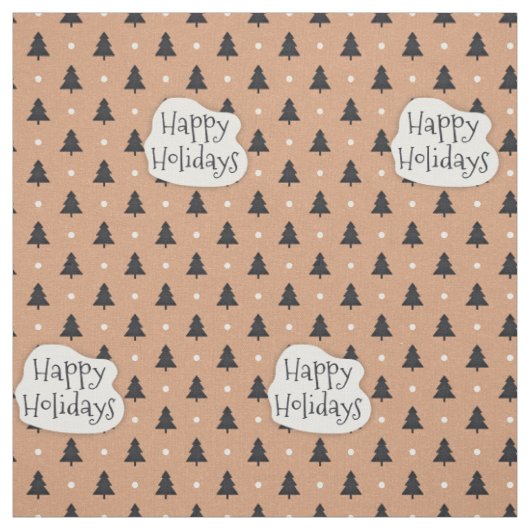 Tissu Joyeux vacances motif de pins (Échantillon)
