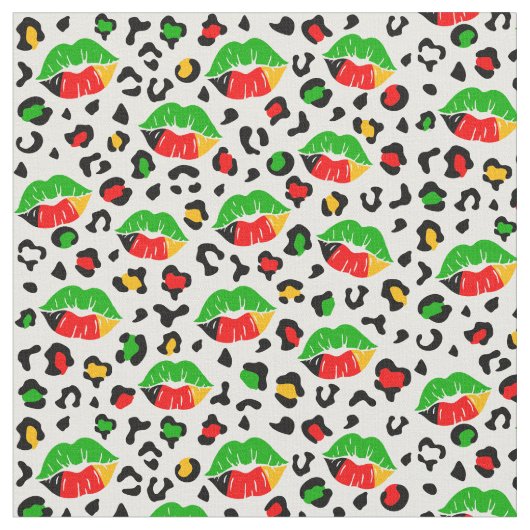 Tissu Junetdix Lips Baisers Leopard Spots Motif (Fermer)
