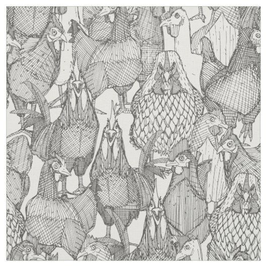 Tissu just chickens graphite blanc (Échantillon)