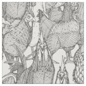 Tissu just chickens graphite blanc (Fermer)