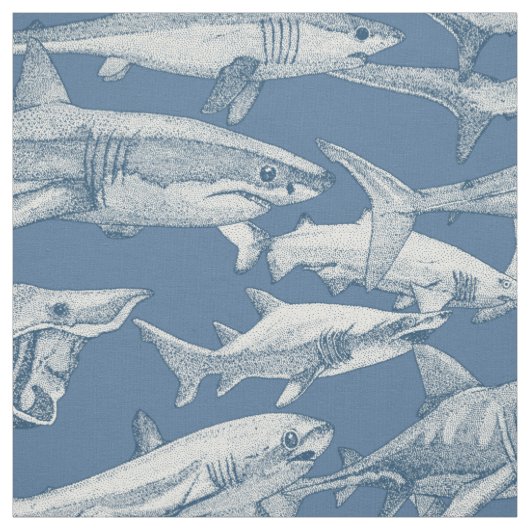 Tissu just sharks cobalt denim (Échantillon)