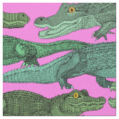 Tissu juste alligators vert rose (Fermer)