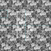 Tissu juste blanc noir de hiboux (Carreau)