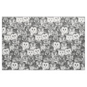 Tissu juste blanc noir de hiboux (Fat Quarter)