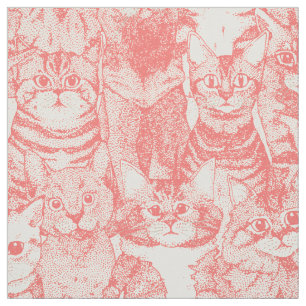 Tissu juste chatons corail rose