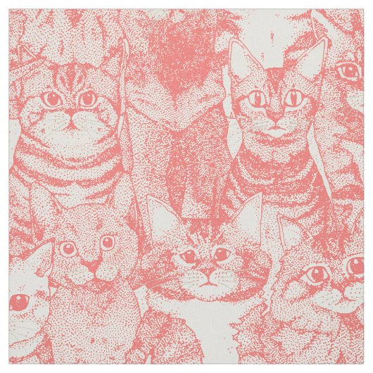 Tissu juste chatons corail rose (Échantillon)