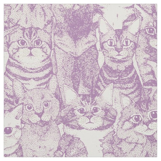 Tissu juste chatons violet (Échantillon)