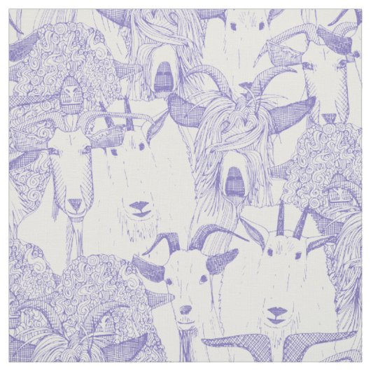 Tissu juste chèvres violet blanc (Échantillon)