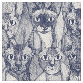 Tissu juste des chats sphynx bleu blanc (Fermer)