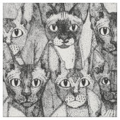 Tissu juste des chats sphynx noir blanc (Fermer)