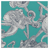 Tissu juste des pieuvres indigo sarcelle (Fermer)