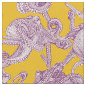 Tissu juste des pieuvres violet jaune (Fermer)