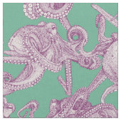 Tissu juste des pieuvres violet menthe vert (Fermer)