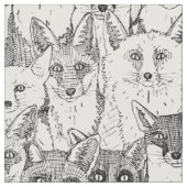 Tissu juste des renards noir blanc doux (Fermer)