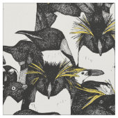Tissu juste jaune blanc noir de pingouins (Fermer)
