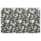 Tissu juste jaune blanc noir de pingouins (Fat Quarter)