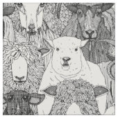 Tissu juste moutons noir blanc (Fermer)