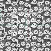 Tissu juste panda porte noir blanc (Carreau)