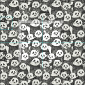 Tissu juste panda porte noir naturel (Carreau)