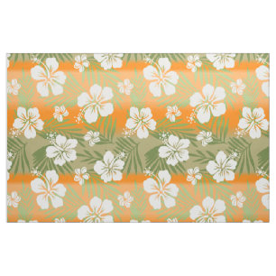 Tissu Kalani Tie Dye Mélange Hibiscus Tropical - Orange