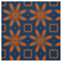 kaléidoscope floral Abstrait bleu foncé orange