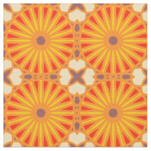 Tissu Kaleidoscope Roue Motif P Brick Rouge Jaune