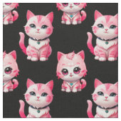 Tissu Kawaii Rose Kitty Cats Design (Fermer)