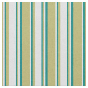 Tissu Khaki foncé, lavande et rayures Turquoises