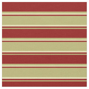 Tissu Khaki foncé, Rouge foncé & Tan Lines