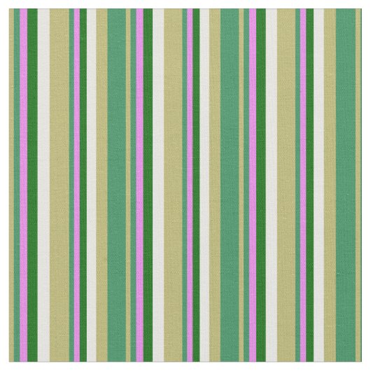 Tissu Khaki foncé, Vert mer, Violet, Vert foncé & Blanc (Fermer)
